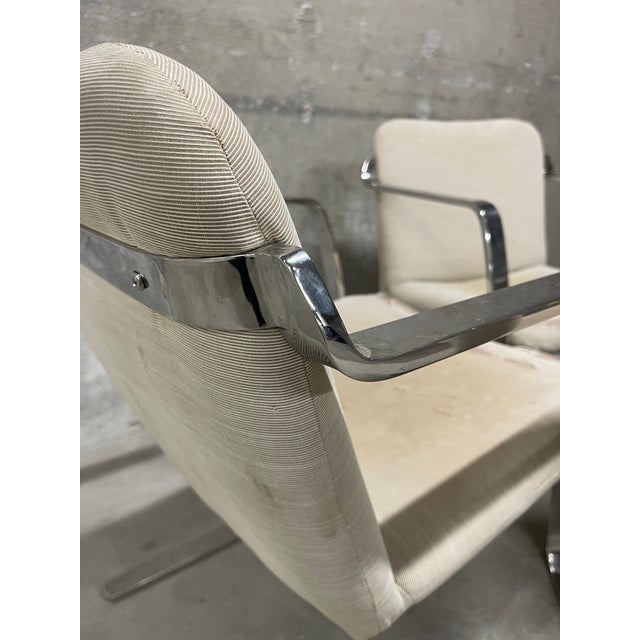 Set of Three Mid Century Modern Chrome Flat-Bar Dining, Office, or Accent Armchairs For Sale - Image 11 of 14