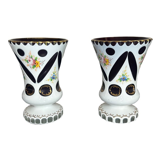 Pair of Late 19th Century Bohemian Opaque Flashed Dark Red Glass Vases For Sale