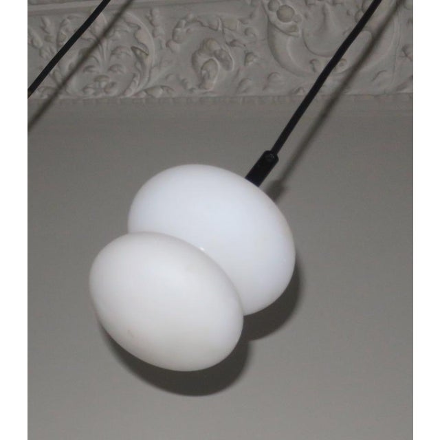 White Mid-Century Opal Glass Pendant Lights, Set of 3 For Sale - Image 8 of 10