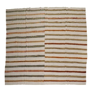 Oversize Square Striped Turkish Kilim For Sale