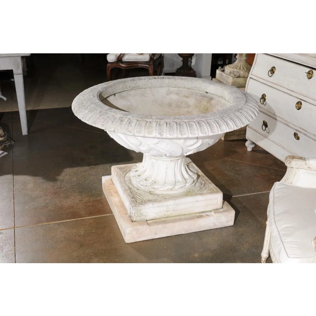 English Vintage 20th Century Cast Stone Fountain with Scoop and Foliage Motifs For Sale - Image 11 of 13