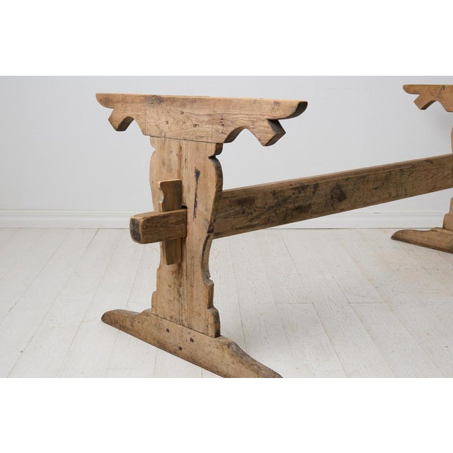 Large Antique Swedish Dining Trestle Table in Pine For Sale - Image 15 of 17