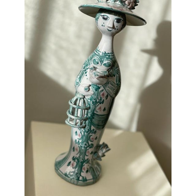 Björn Wiinblad Green Figurine. 1980s. Björn Wiinblad Ceramic Figurine. Surreal, Fanciful ceramic Figurine in vibrant...