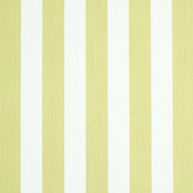Schumacher Edwin Stripe Medium Wallpaper in Citron For Sale