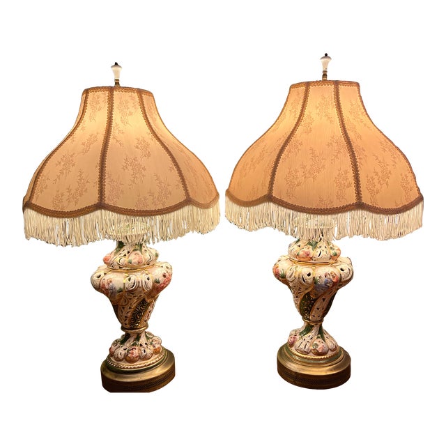 Mid 20th Century Capodimonte Lamps a Pair For Sale