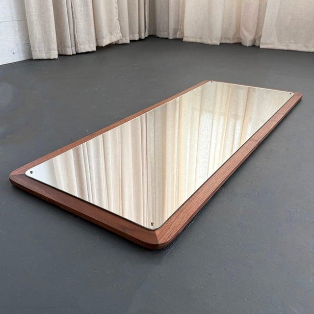 Mid-Century Modern Custom Modern Minimal Walnut Wall Mirror For Sale - Image 3 of 8