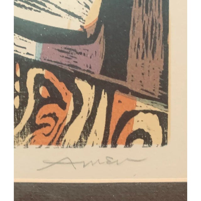 1960s Mid 20th Century "Bluebird" Original Expressionist Figurative Lithograph by Irving Amen, Framed For Sale - Image 5 of 7