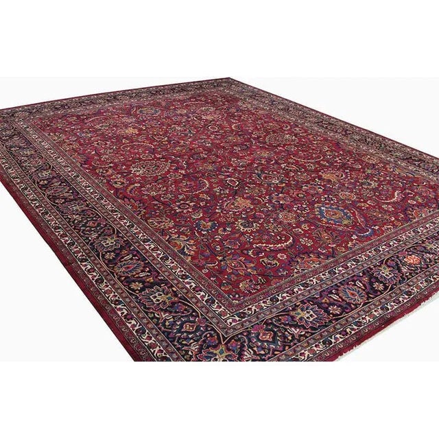 1960s Persian Mashad Area Rug 11’7″ X 14’8″ For Sale - Image 12 of 13