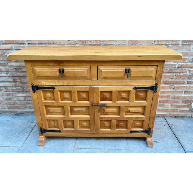 20th century Catalan Spanish carved walnut chest of drawers, highboy or console Country Provincial Chinffoniere was...
