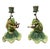 Pair of Vintage Whimsical Ceramic and Bronze Patinated Metal Musical Frog Candle Holders For Sale