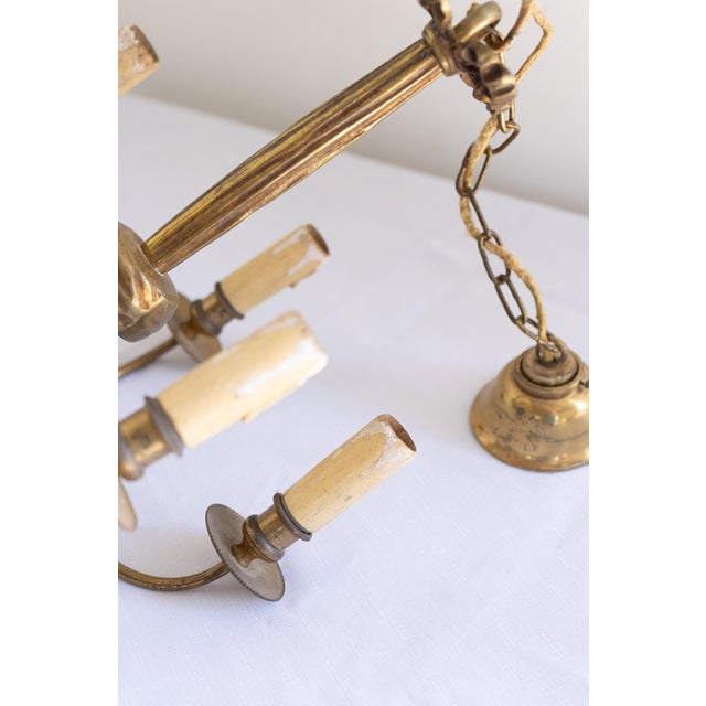 Mid 20th Century Vintage French Brass Drape Chandelier For Sale - Image 5 of 13