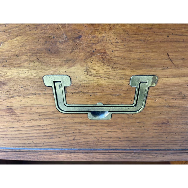 Henredon Vintage Henredon Artifacts Campaign Style Nightstands With Brass Hardware, a Pair For Sale - Image 4 of 11