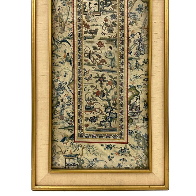 Late Qing Dynasty Antique Chinese Silk Embroidered Panel For Sale - Image 4 of 10