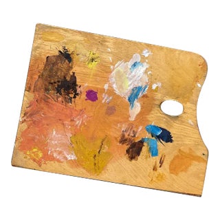 Authentic 1940s Artist Palette With Beautiful Patina For Sale