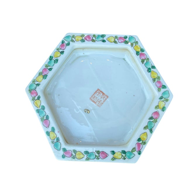 Chinese Rose Famille Vintage Cache Pot Jardinière Planter With Saucer For Sale - Image 13 of 17