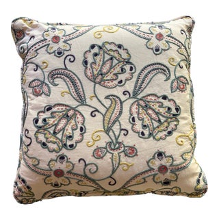 White Canvas With Blue Floral Design Decorative Pillows For Sale