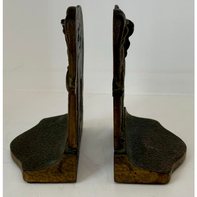 Stately Antique 1920’s Finely-Cast With Bronze Finish, ‘Mirrored’ Pair Elephant, Pachyderm Bookends For Sale - Image 10 of 12