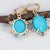 2020s 6Ct Sonoran Turquoise Earrings With Blue Sapphire: Solid 14k Gold, 11x9mm, Pair For Sale - Image 5 of 5