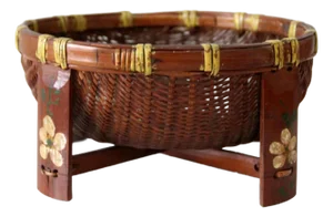 Vintage Hand Painted Footed Basket