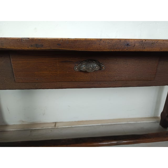 Oak and Walnut Farmhouse Table For Sale - Image 17 of 18