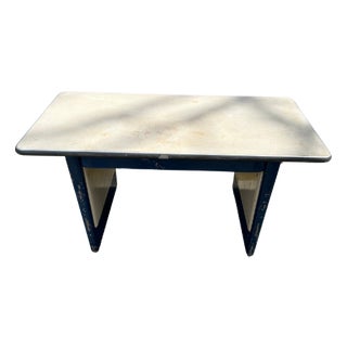 Vintage Industrial Steel Work Desk With Blue Frame and White Formica Top For Sale