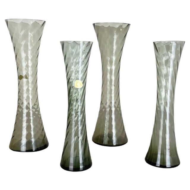 Hand Blown Crystal Glass Vases from Alfred Taube, Germany, 1960s, Set of 4 For Sale