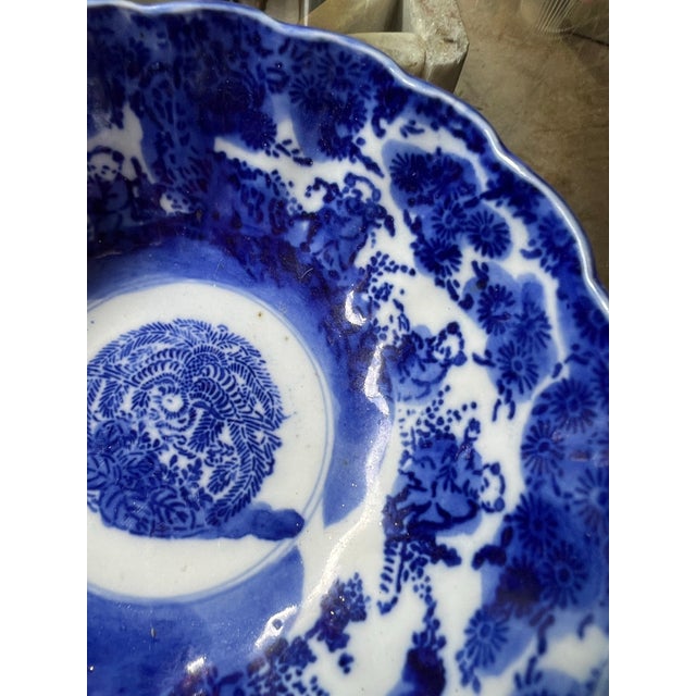 Ceramic Antique Japanese Meiji Period Blue Bowl For Sale - Image 7 of 8