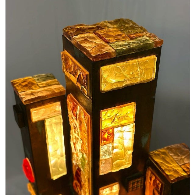 Vintage Floor Lamp in Hammered Glass and Wrought Iron from Longobard, Italy, 1960s For Sale - Image 10 of 11