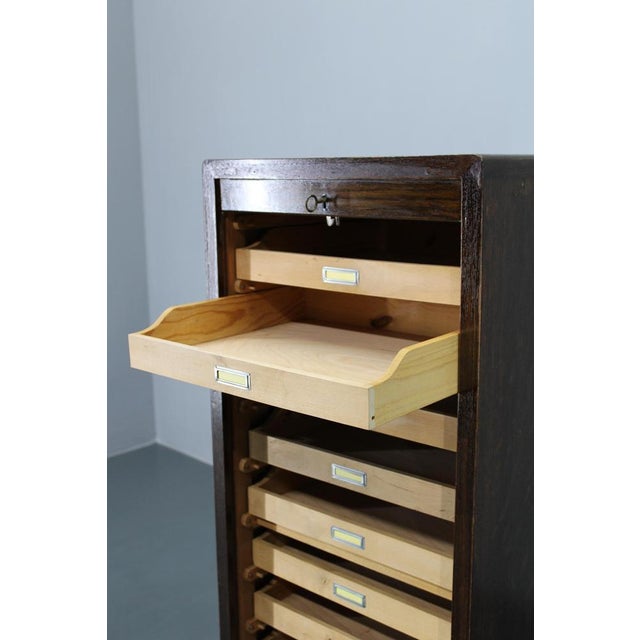 Tambour Office Wooden Cabinet, 1950s For Sale - Image 11 of 18