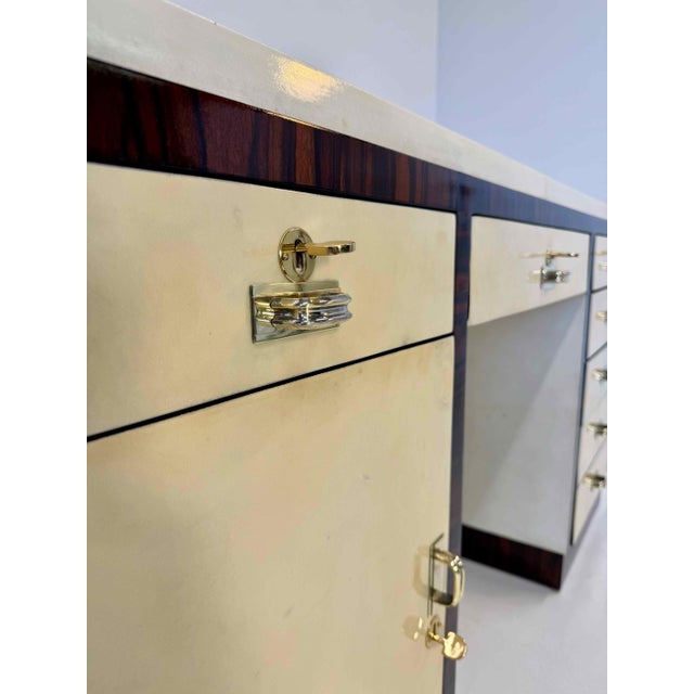 Italian Art Deco Parchment Desk by Osvaldo Borsani, 1940s For Sale - Image 9 of 18