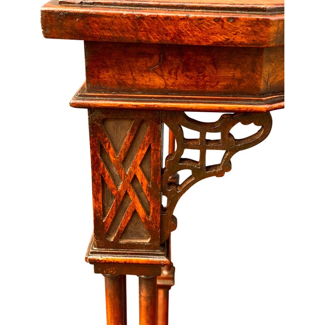 George III Style Burl Walnut and Mahogany China Table Attributed to Gillow For Sale - Image 9 of 11