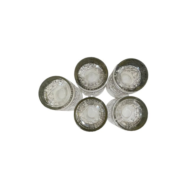 Vintage Silver Filigree Highball Glasses, Set of Five For Sale - Image 4 of 5