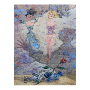 Giampaolo Talani "Fish in Love" Oil on Board, Figurative Nude With Fish, Tuscan Coastal Art, Italian Master Contemporary Art
