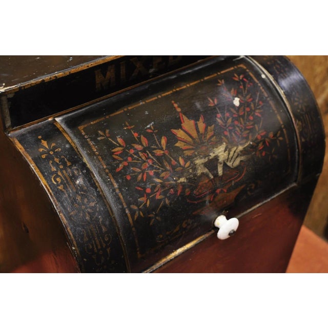 Victorian Antique Morgan & Cornell Ny 1890 Tin Rolltop Tea Hopper Store Spice Bin Display For Sale - Image 3 of 12