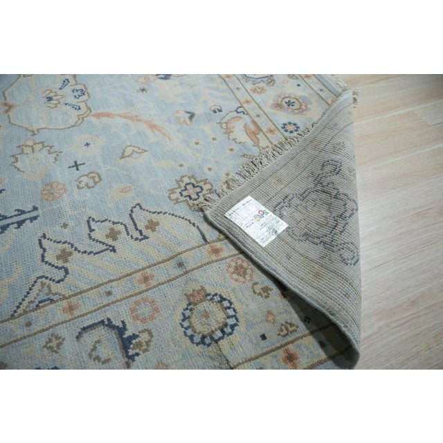 2020s 10x14 Light Blue Oushak Hand-Knotted Wool Rug For Sale - Image 5 of 5