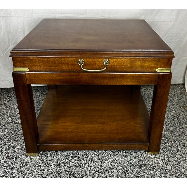 Vintage Lane Campaign Style 2 Tier Table For Sale - Image 10 of 12