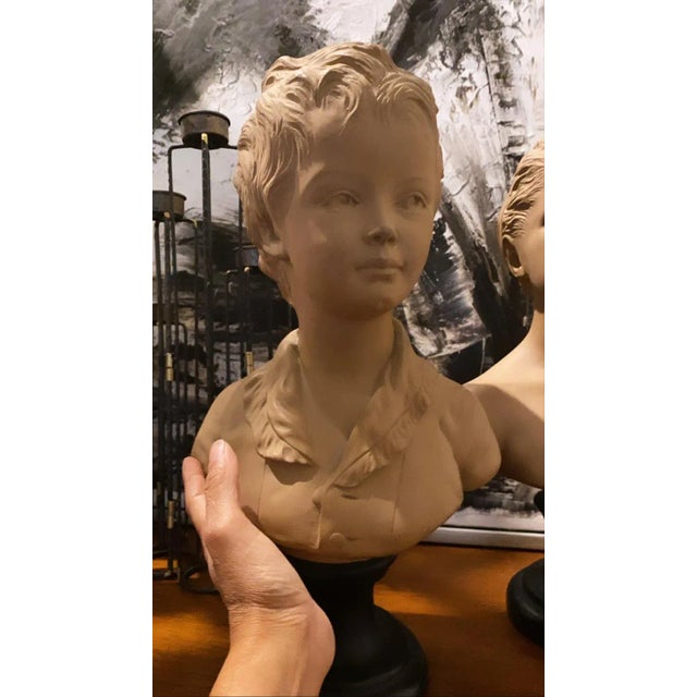 Large French Terra Cotta Bust Boy & Girl Bust Borghese - a Pair For Sale - Image 12 of 13