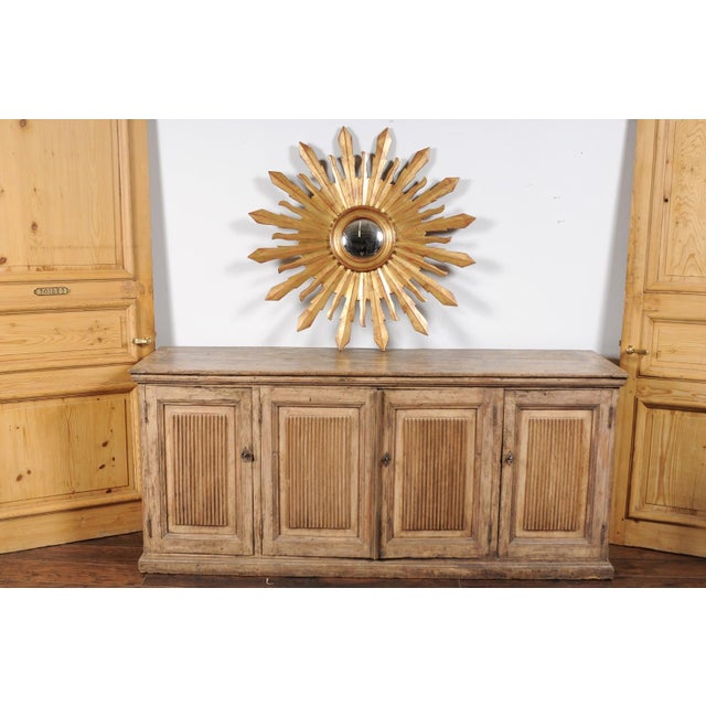 Mid 20th Century Large Vintage French Midcentury Sunburst with Small Convex Mirror Plate For Sale - Image 5 of 11