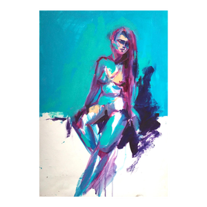 Contemporary Expressionist Figurative Female Nude Acrylic Painting