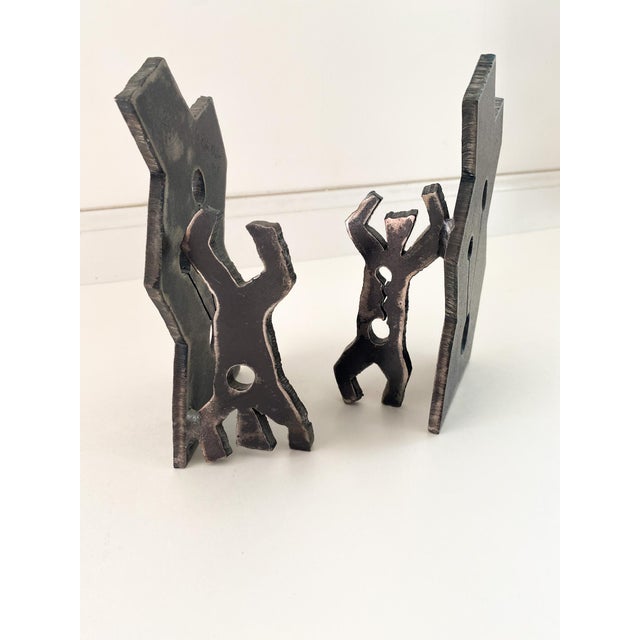 Metal Signed Jason McLeod Studio Craft Torch-Cut Steel Bookends, Dated 1992 For Sale - Image 7 of 9