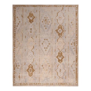 Rug & Kilim’s Oversized Rayure Boheme Rug in Ice Blue and Gold, 12x16 For Sale