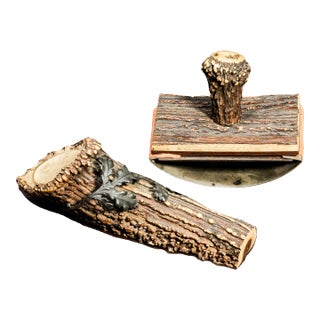 Rustic Victorian Hunting Trophy Antique Antler Desk Set Paperweight Blotter For Sale