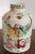 Antique 18th c. English Staffordshire creamware tea caddy decorated in the King's rose pattern with an exotic bird....