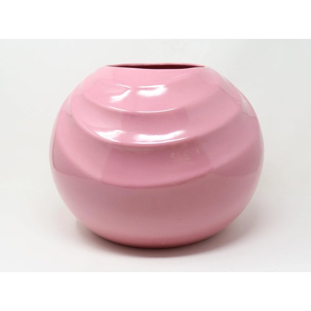 Vintage Haeger rose pink glazed spherical pottery vase.