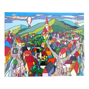 Vasile Frunzete Folk Art Oil on Wood of Sibiu, Romania
