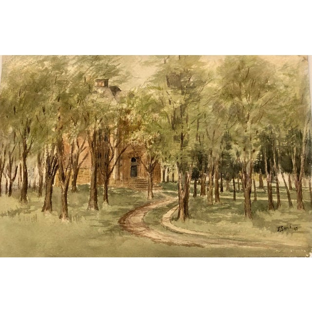 Watercolor 1906 ‘Country Lane’ Art by Realist E.Swain For Sale