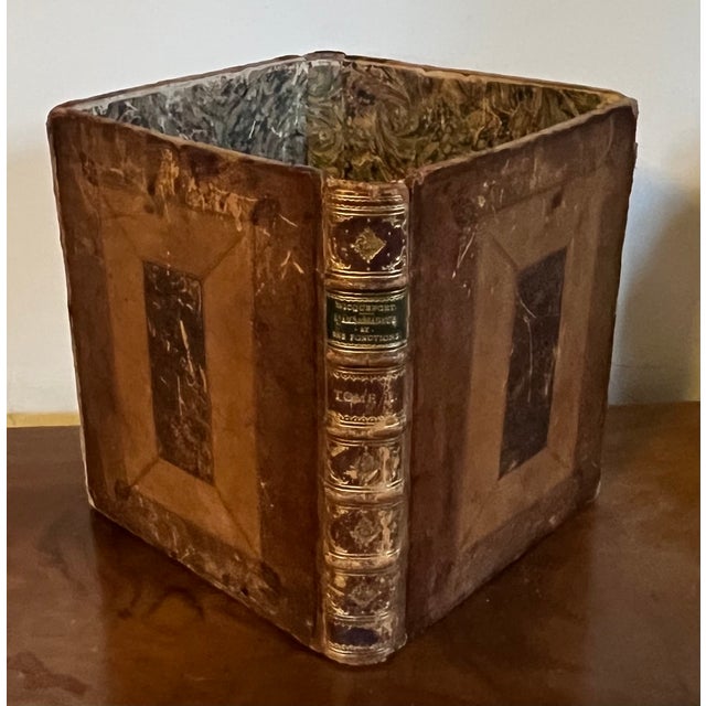 English Antique 19th Century French Leather Bound Book Form Library Waste Paper Basket or Box for the Desk For Sale - Image 3 of 16