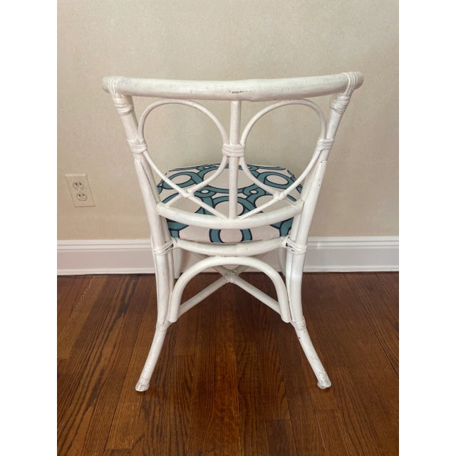 Schumacher White Bamboo and Rattan Side Chair For Sale - Image 4 of 6