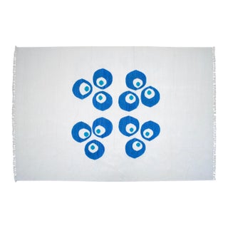 Turkish Silk Rug Kilim Hand Woven Chintemani Motif Oushak Area Rug - 4′3″ × 6′3″ For Sale