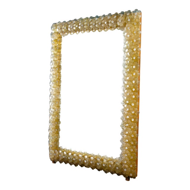 Gold Flower Mirror in Murano Glass, 1970 For Sale